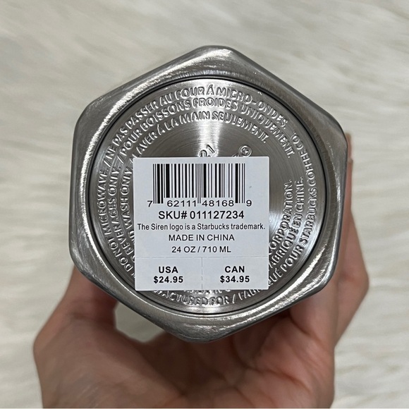 STARBUCKS White and Silver Stainless Steel Ombré Holiday Tumbler - Picture 7 of 7